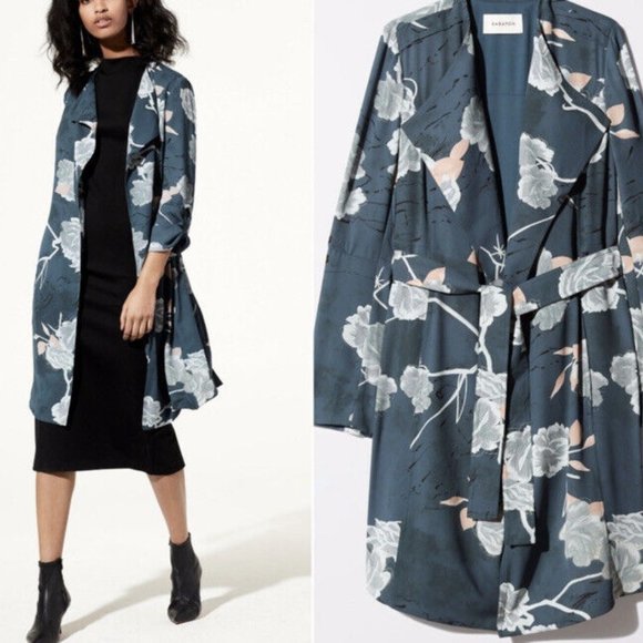 BABATON ARITZIA Quincy Jacket sz XS Floral Trench Fall Pockets Layers Tailored - Picture 2 of 15